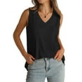 thumbnail image 6 of TrendVibe365 Summer Tank Tops for Women Tunic Pleated Solid Flowy Curvy Hem Shirts Sleeveless Tees Blouse V Neck Tshirts Loose Fit Pullovers Outfits, 6 of 7
