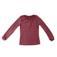 thumbnail image 4 of NINGMENG Womens Tops Solid Color Long Sleeve Tunic Crew Neck Sweaters Trendy Tops Pullover Tee Shirts Activewear,Red,L, 4 of 5