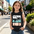 thumbnail image 5 of XEGLSBU 2 Pack Kids Summer Tank Top with Letter Gradient Print for Outdoor Beach Play Girls and Boys Casual Sleeveless T-shirts Size 4-5 Years, 5 of 6