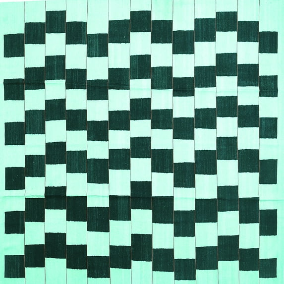 Ahgly Company Machine Washable Indoor Square Abstract Turquoise Blue Contemporary Area Rugs, 7' Square