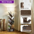 thumbnail image 3 of OUTONLIFE Tree Bookshelf with Light, 6-Tier Floor Standing Bookcase with Drawer for Living Room Bedroom, Office, Walnut, 3 of 9