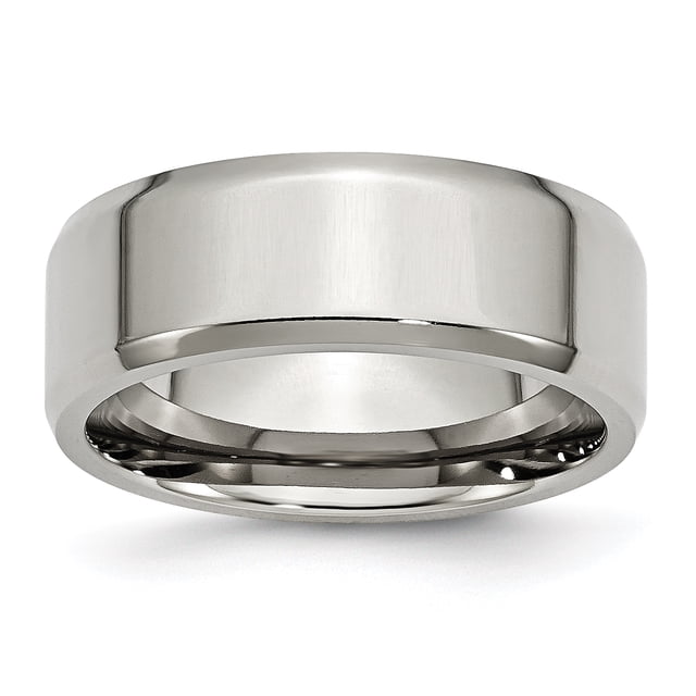 Stainless Steel Beveled Edge 8mm Polished Band Ring 10.5 Size