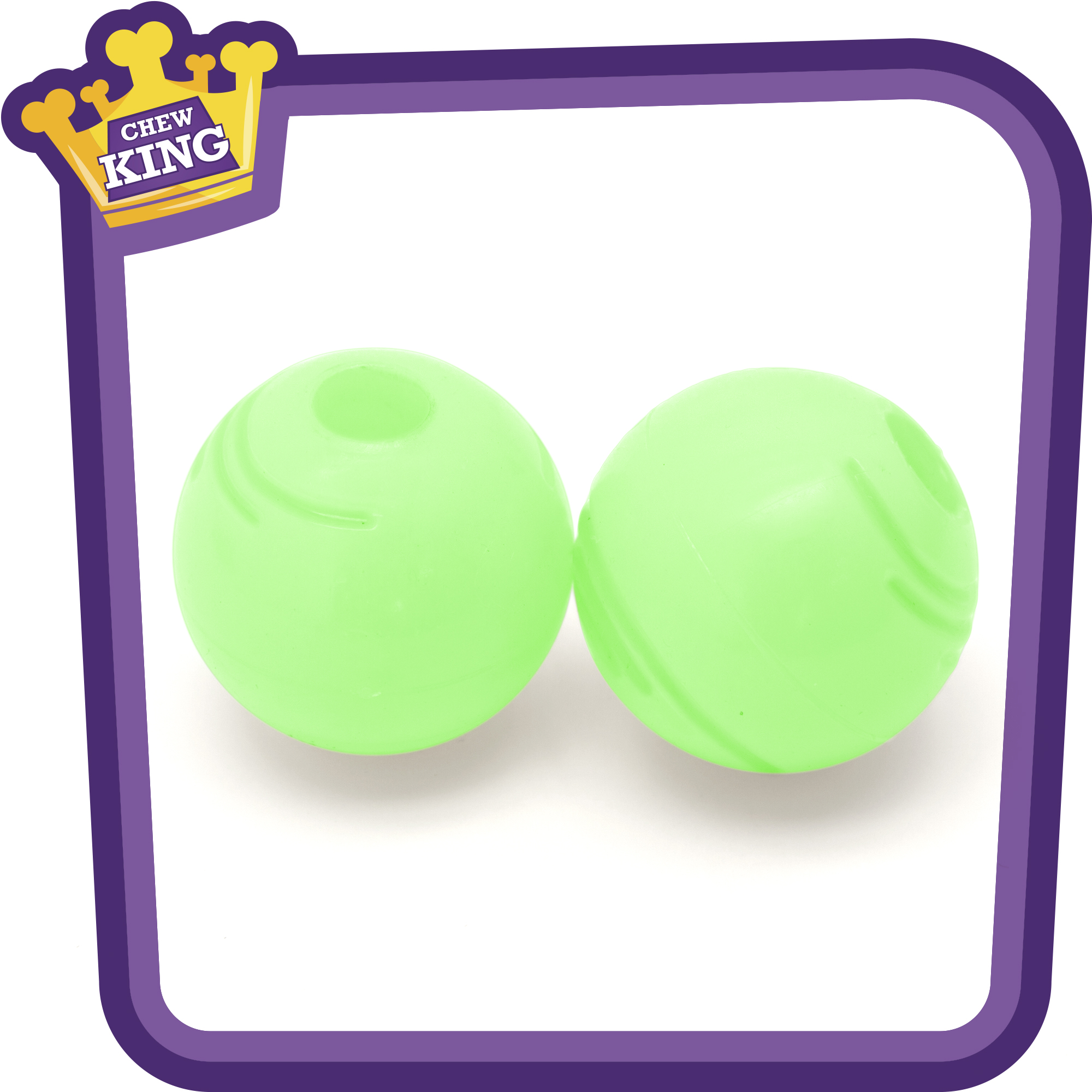 Chew King Fetch Balls Glow in the Dark (High Performance Night Glow), 2.5 inch size, 2 count