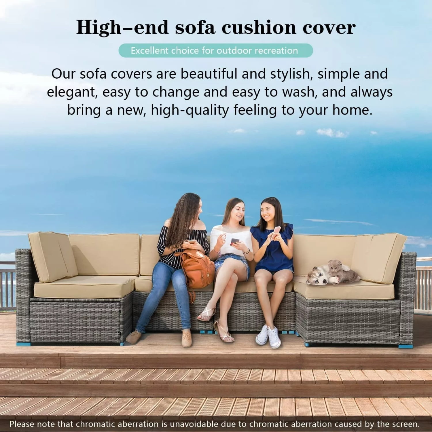 FKS LIFE Outdoor Cushion Slipcovers 25x25x3.15 inches Patio Cushion Covers Splash Proof Water with Zipper Furniture Cushion Cover