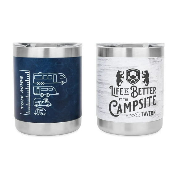 Camco Life is Better at the Campsite Lowball Whiskey Tumblers  Stylish and