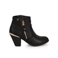 thumbnail image 2 of Women Leatherette Zip Gold Tip Riding Ankle Bootie CI61, 2 of 5