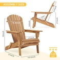 thumbnail image 3 of JONPONY Wooden Outdoor Folding Adirondack Chair Set of 2 Wood Lounge Patio Chair for Garden,Garden, Lawn, Backyard, Deck, Pool Side, Outseating Chair, Brown, 3 of 9