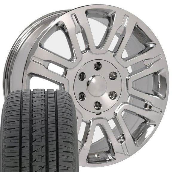 OE Wheels FR98 20 Inch Rims and Tires Fit Expedition Style 6x135 20x8.5 Chrome - Hollander 3788 - Dueler H/L Alenza 275/55-20 (Set of 4)