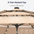 thumbnail image 4 of Alpha Joy 10ft 3 Tier Auto-tilt Outdoor Patio Umbrella Beach Garden Double Vented Table Umbrella with Solar Lights, Beige, 4 of 7