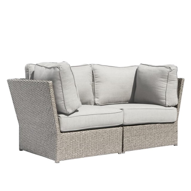 Living Source International 66" Wicker / Rattan Outdoor Loveseat in Gray