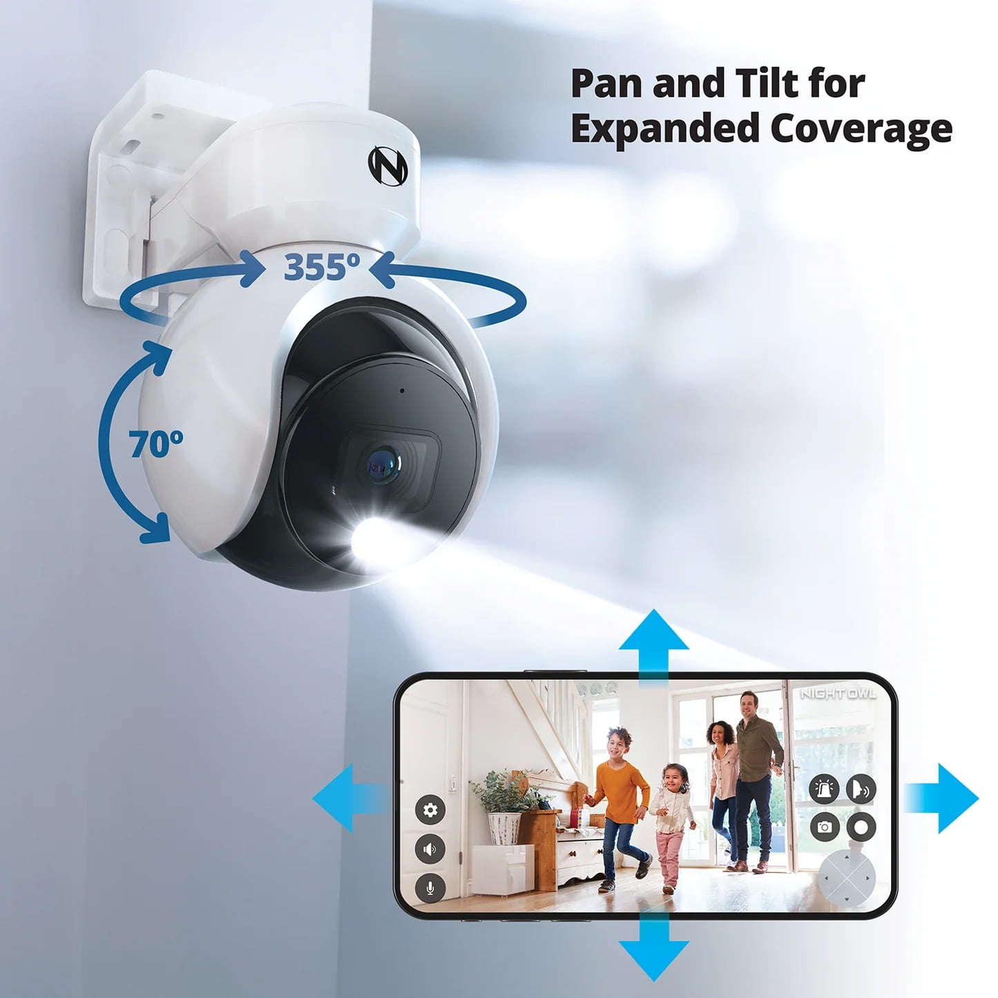 Night Owl Add On Wired Spotlight Pan and Tilt 4K Deterrence Camera with 2-Way Audio - 2 Pack - White