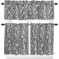 thumbnail image 2 of Kitchen Curtains Set, Grey Botanical Kitchen Curtains and Valances Set, Pastoral Spring Floral Summer Art Rod Pocket Tier Curtains 24 Inch Length for Cafe/Bedroom Windows, 2 of 6