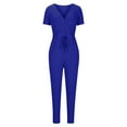 thumbnail image 3 of Women's Dressy Jumpsuits Women's Fashionable Solid Color Short Sleeved-neck Long Pants Jumpsuit Lightweight Womens Pants Jumpsuit Womens Pants Casual Dress Pants Women, 3 of 5