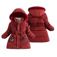 thumbnail image 5 of KYAIGUO Toddler Kids Cotton Jacket Girls Baby Winter Padded Parka Coats 3-10T Warm Hooded Thicken Puffer Cotton Jackets Outerwear Clothes, 5 of 9