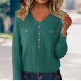 thumbnail image 1 of Winter Plus Size Fall Sweaters for Women Women's V Neck Cut Sweater With Buttons Soft Wool Knit Pullover Slim Fit Base Layer For Daily Wear, 1 of 4