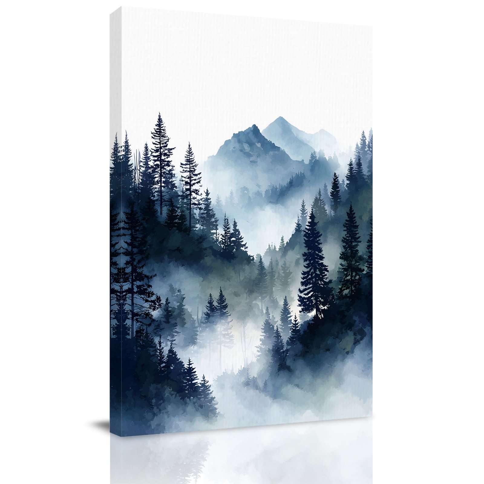 Canvas Wall Art Blue Black Mountain Framed Canvas Prints for Hallway Living Room Forest Pine Trees Abstract Art Extra Large Gallery Wrapped Wall Decor for Home Office Gifts 20 x30 Ship Next Day
