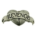 thumbnail image 1 of Revenge Text Heart Broken Belt Buckle Silver Chrome Plain Finished Gothic Tattoo Style, 1 of 2