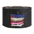 thumbnail image 2 of Deago Foldable Hat Storage Box for Women & Men Cowboy Hat Boxes Felt Travel Round Hat Organizer Bag with Dustproof Lid (Black, 16.5" D x 10.2" H), 2 of 9