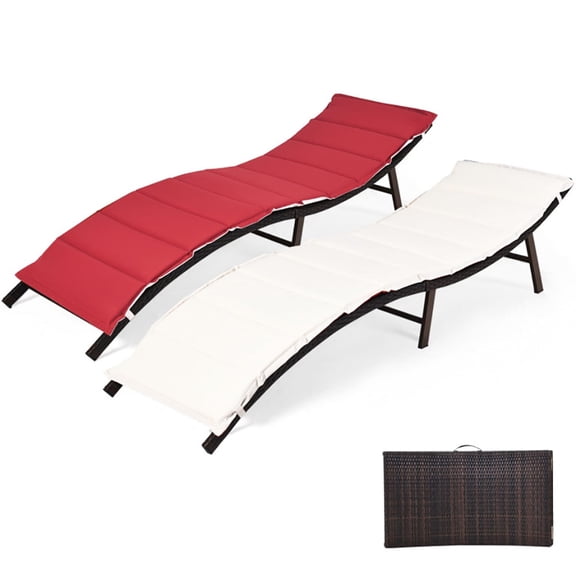Spaco Outdoor Chaise Lounge, Outdoor Lounge Chair,2Pcs Folding Patio Lounger Chair