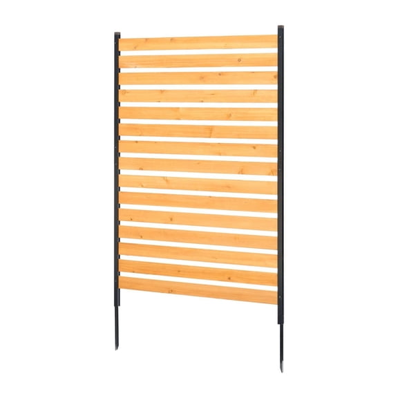 Wood Privacy Fence Panel - 39x61 Inch Slatted Outdoor Screen, Wooden Garden Fence for AC Unit Cover, Trash Can Concealer, Patio Decor