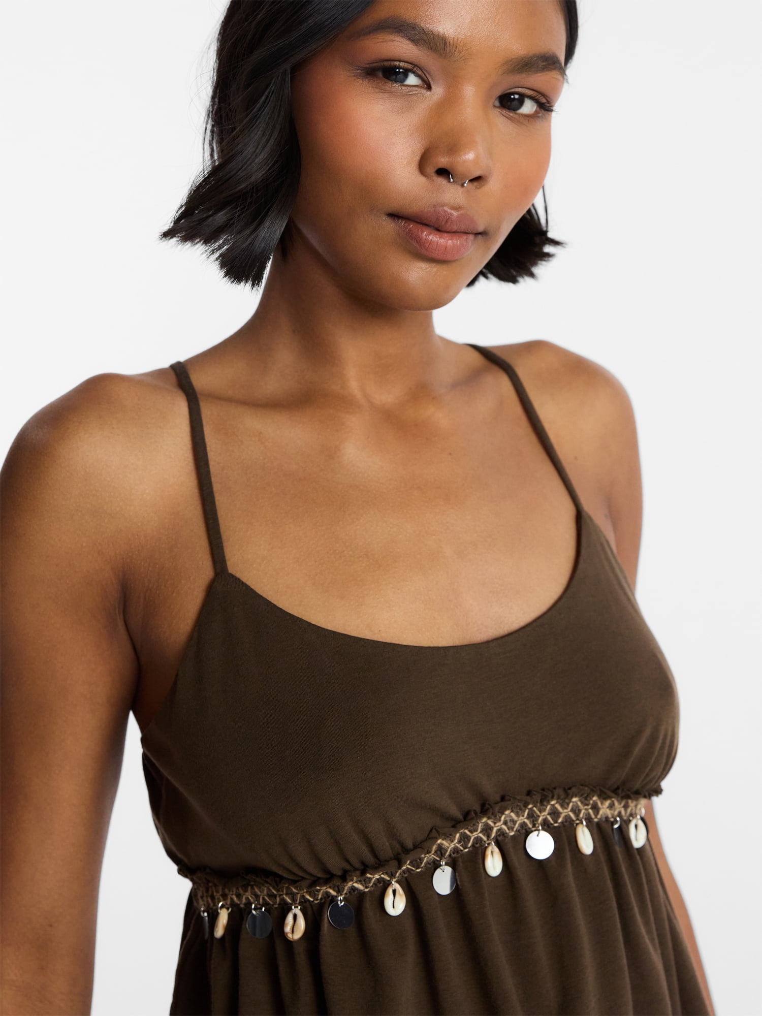 No Boundaries Shell Babydoll Cami, Women's XXS - XXL