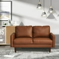 thumbnail image 2 of Hybition Faux Leather Loveseat Modern Sofa for Living Room/Office-Brown, 2 of 6