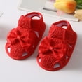 thumbnail image 2 of Siilsaa Toddler Girl Sandals Summer Sandals Open Toe Lace Princess Dress Wedding Flats Shoes Soft Non-Slip Sole First Walker Crib Shoes Red,4, 2 of 6