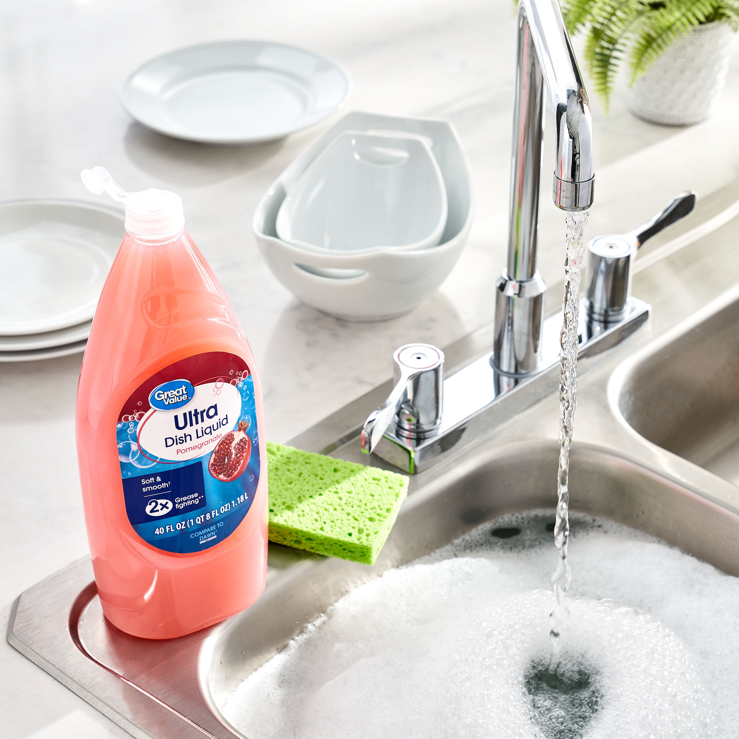 (3 pack) Great Value Soft & Smooth Ultra Dish Liquid, Pomegranate, 40 fl oz