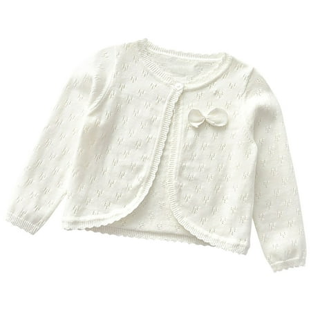 Hpgjzj Girls Long Sleeve Hollow Out Bolero Cardigan Kids Button Closure Knitted Shrug Cropped Sweaters Tops