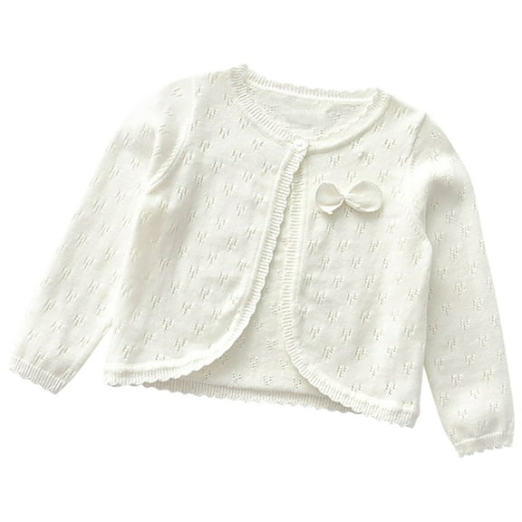 HAiming Toddler Kids Baby Girls Cotton Cardigans Solid Color Long Sleeve Ruffle Sweater Button Coat Casual Soft Jacket