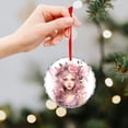thumbnail image 6 of Glass Christmas Ornament Pink Floral Fairy Princess Girl Print Christmas Tree Glass Ornament Fairy Girl Hanging Craft Collectibles for Xmas Trees Home Party Gifts, 6 of 8