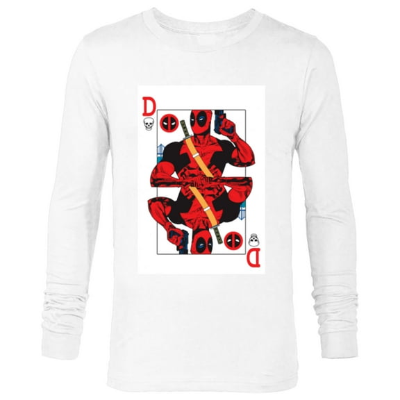 Marvel Deadpool Wade Wilson Playing Card - Long Sleeve T-Shirt for Men - Customized-White