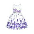 thumbnail image 1 of Robe Fille Violette Tulipe Festival Robe Décontractée Florale 4-5 Ans, 1 of 7