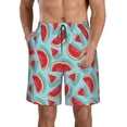 thumbnail image 2 of Uemuo Watermelon Pattern Men's Swim Trunks Hawaiian Beach Bathing Suit Swimsuits Beach Quick-Dry Shorts with Pockets-Medium, 2 of 9