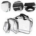 thumbnail image 2 of Juego de 3 bolsas de maquillaje transparentes, bolsa de aseo transparente, PVC transparente impermeable con asa de cremallera, bolsa de equipaje de viaje portátil, 2 of 5