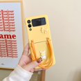 thumbnail image 1 of Cute Bear Phone Case Compatible With Samsung Galaxy Z Flip 3, Lovely Solid Color Hand Rope Strap Cover, 1 of 5
