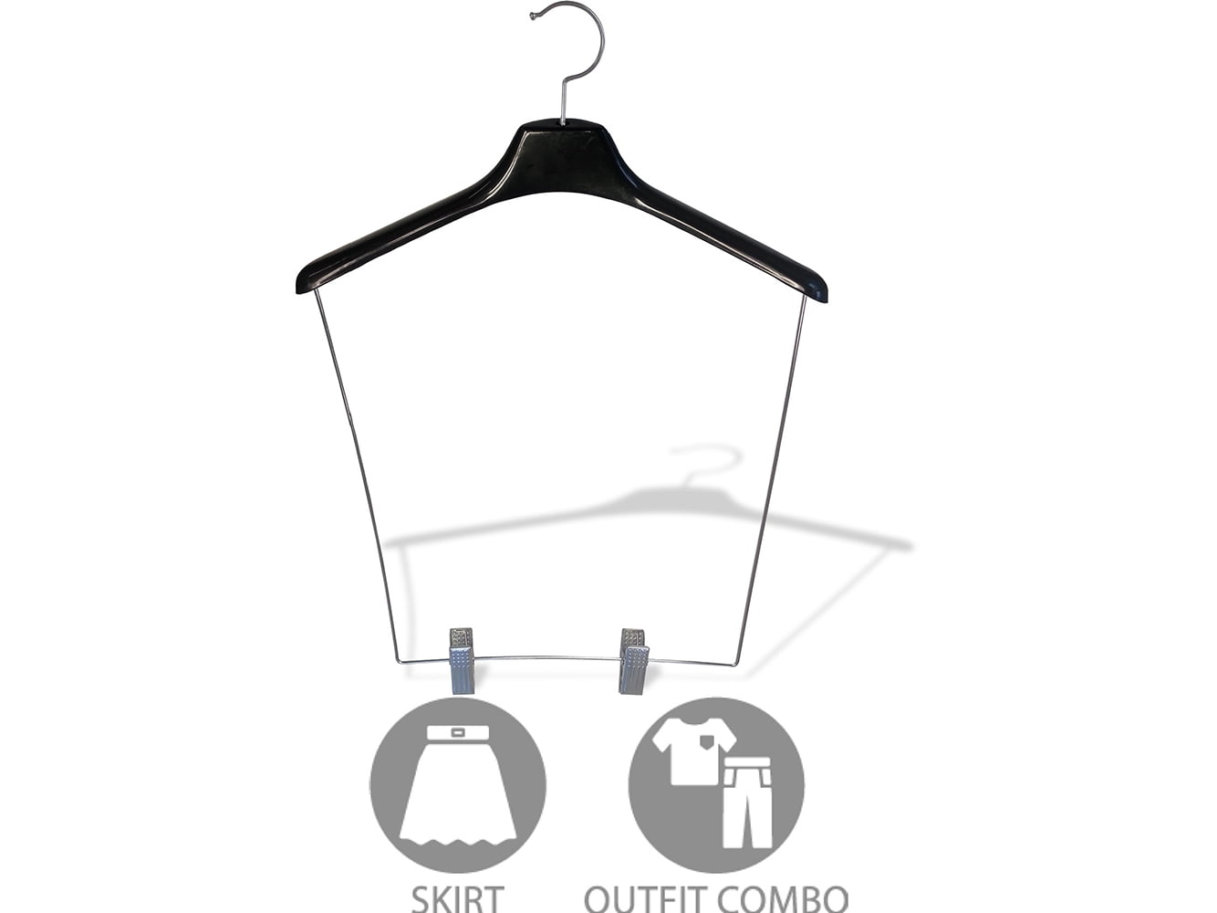 INTERNATIONAL HANGER Heavy-duty Black Plastic Contour Display Hanger with 12 inch Drop, 12 Pack