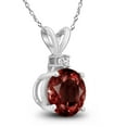 thumbnail image 3 of Genuine 1.25 Carat Natural 7mm  Round Shaped Garnet with White Topaz Necklace In 925 Sterling Silver, 3 of 6