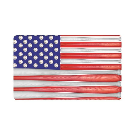 Mkhert Us American Flag Made With Baseball Bats And Balls Doormat