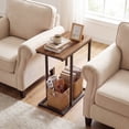 thumbnail image 4 of Gymax C-shaped End Table w/Adjustable Foot Pads Small Snack Table for Living Room Rustic Brown, 4 of 10