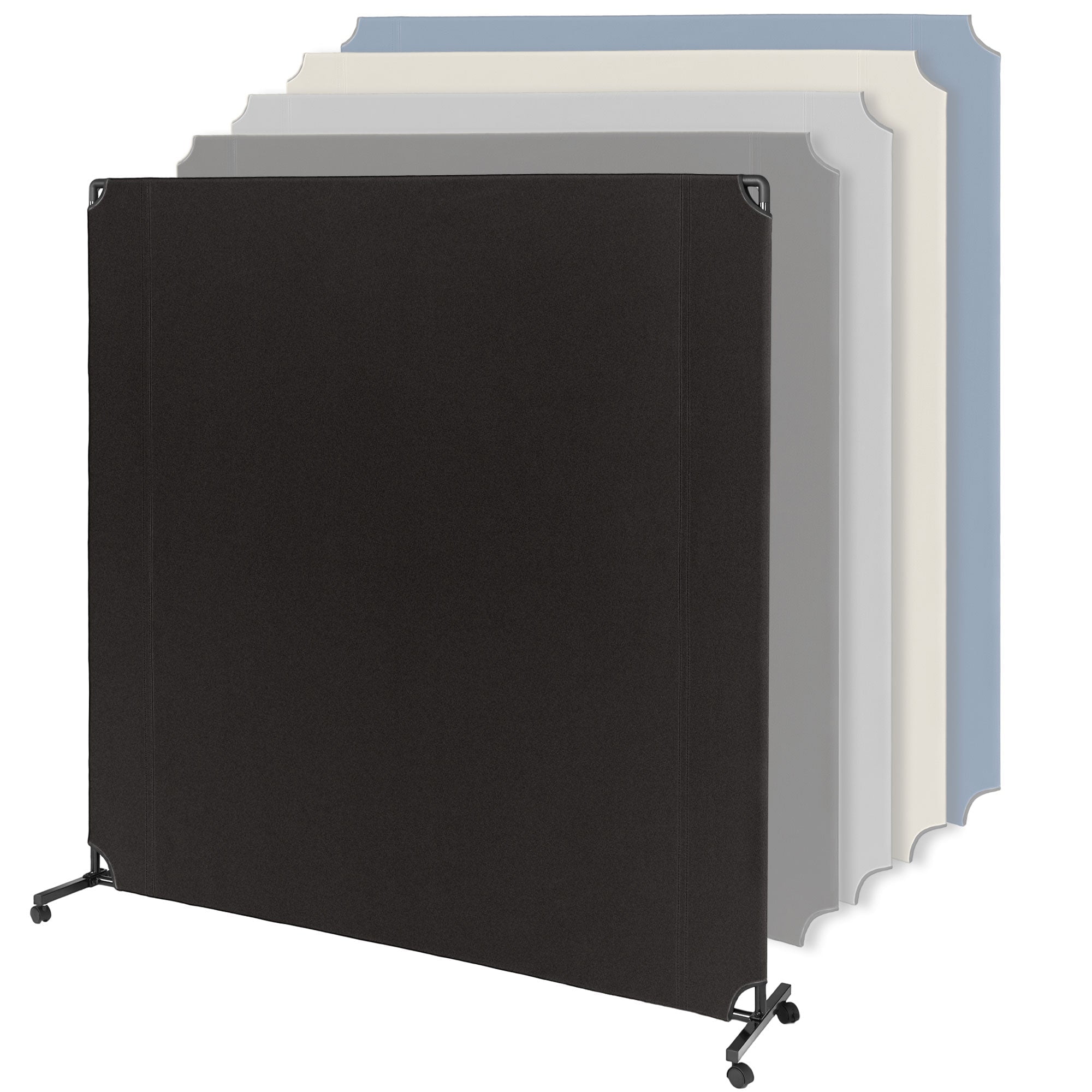 Lainly Rolling Room Divider Wall Made in North America (6' L x 6' H, Dark Gray) Partition Room