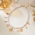 thumbnail image 5 of NICKSUN Boho Ocean Themed Layered Beaded Necklace, Multi-Layer Stackable Starfish Shell Imitation Pearl Choker, Summer Vacation Beach Statement Jewelry, 5 of 7