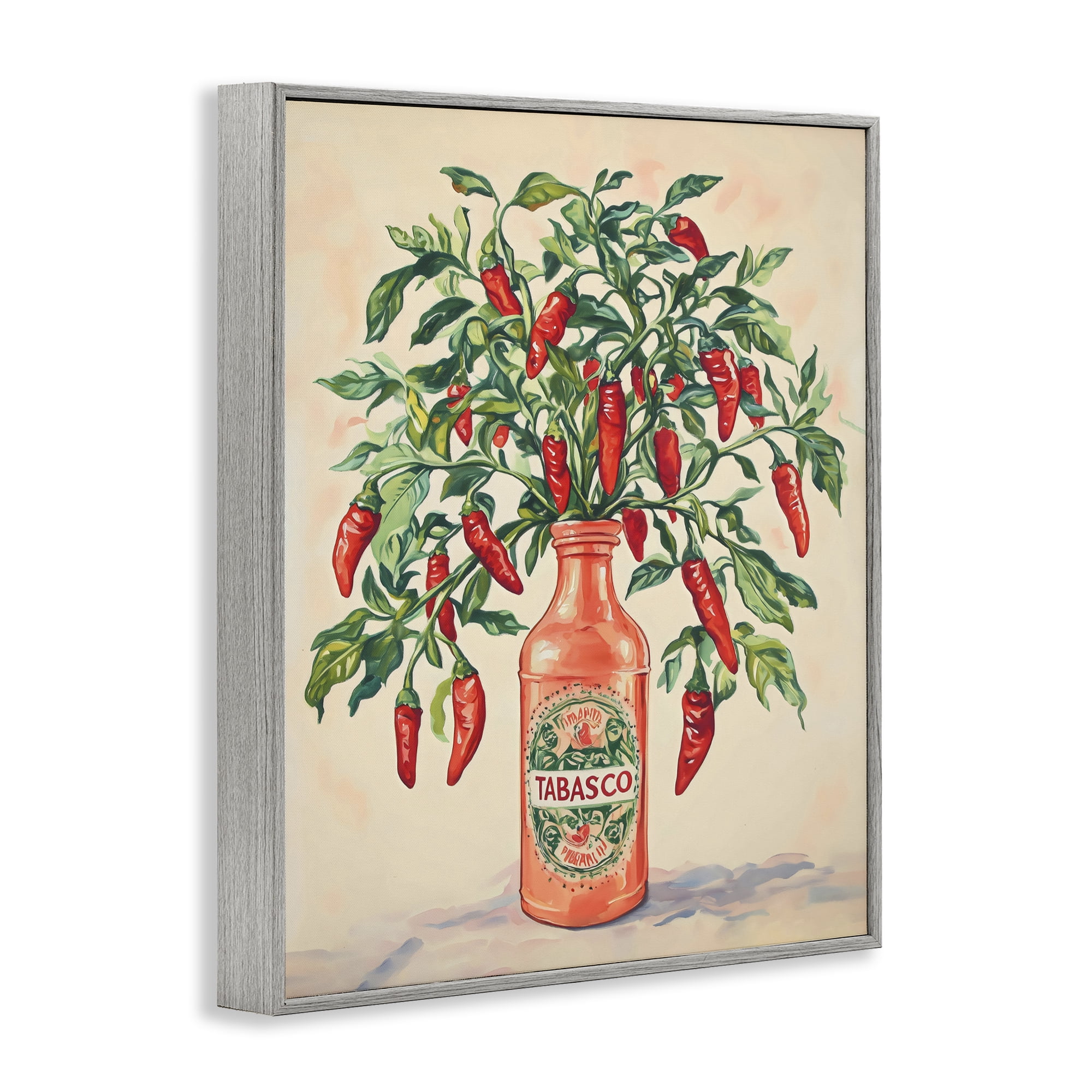 Stupell Industries Chili Peppers in Hot Sauce Vase Gray Framed Giclee Art, design by The Prints Vibe