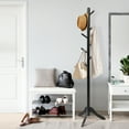thumbnail image 5 of Costway Wooden Coat Rack Stand Entryway Hall Tree 2 Adjustable Height with 8 Hooks Black, 5 of 12