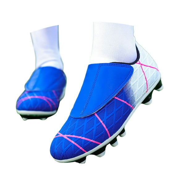 SRZYMJ Kids Boys Firm Ground Soccer Cleats Boys Girls Athletic Outdoor Football Shoes Blue1 9-9.5 Years