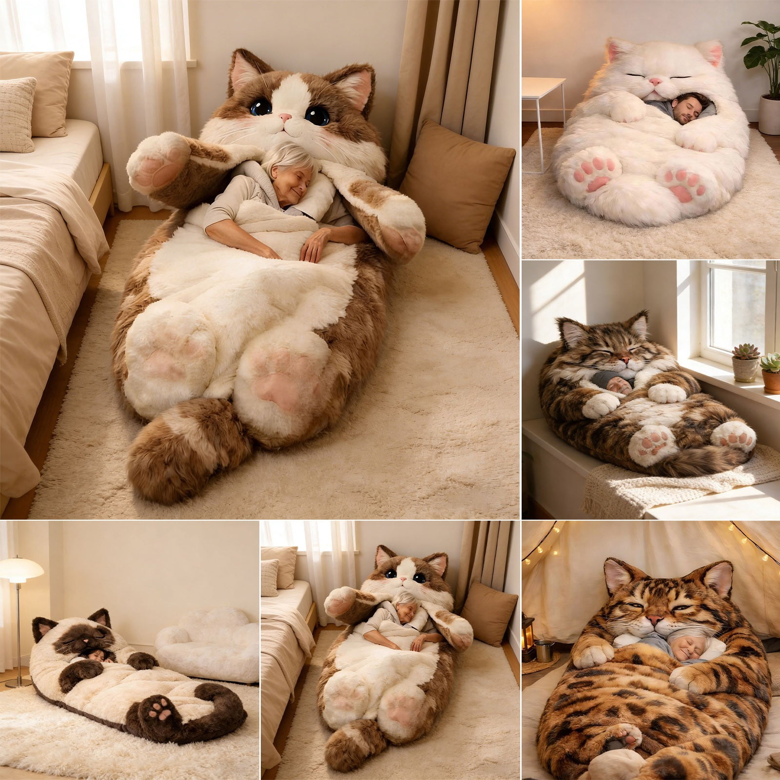 FYHALE Sleeping Bag for Adults, Cozy Self Warming Cat Sleeping Bag for Indoor Home Bedroom, 360° Wrap Cat Hideaways Pet Snuggle Sack for Sleeping Relax Play, 68.9"x31.5"