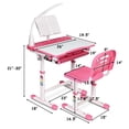 thumbnail image 2 of Gymax Hauteur Réglable Enfants Chaise de Bureau Ensemble Étude Dessin W / Lampe & Bibliothèque Rose, 2 of 10