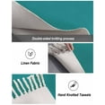 thumbnail image 5 of Teal Bath Rug 2x3ft Woven Bathroom Entryway Runner Rug, Turquoise Pure Teal Washable Living Room Hallway Bedroom Kitchen Carpet with Tassels, Non-Shedding Indoor Outdoor Throw Doormat, 5 of 5