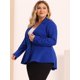 thumbnail image 2 of Blazer de talgrande pamujer con solacon muescas, dobladillo con volantes y péplum, paNavidad Azul brillante 4X, 2 of 5
