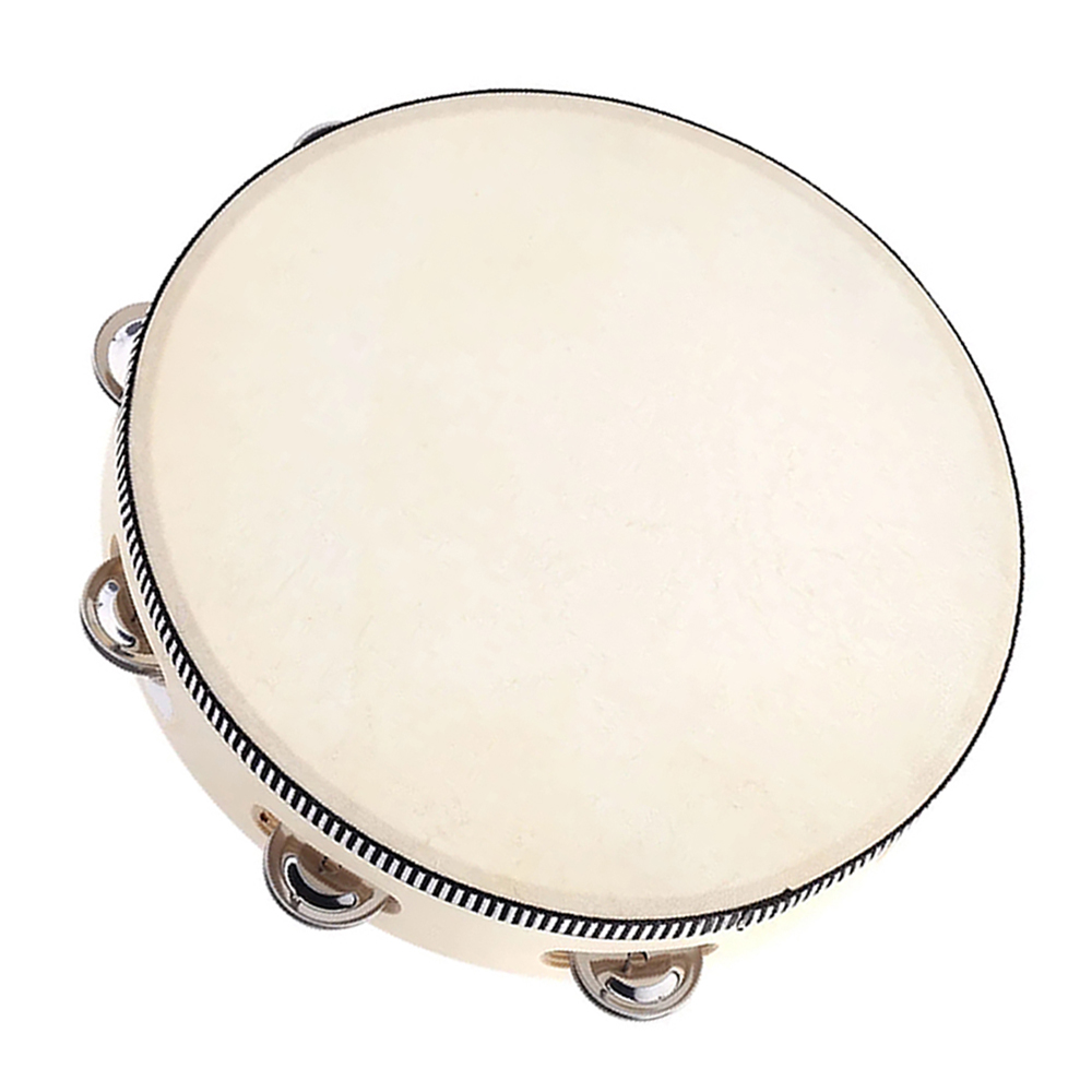 Andoer 10" Hand Held Tambourine Drum Bell Birch Metal Jingles Percussion Musical Educational Instrument for KTV Party Kids Games - image 3 of 7